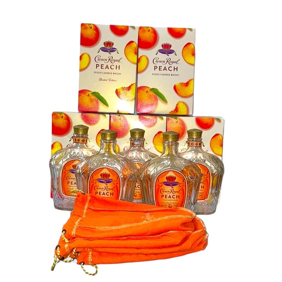 crown royal Other - Set of 5 Crown Royal Peach Flavored Whisky Box Bottle Bag Art Painting Staging